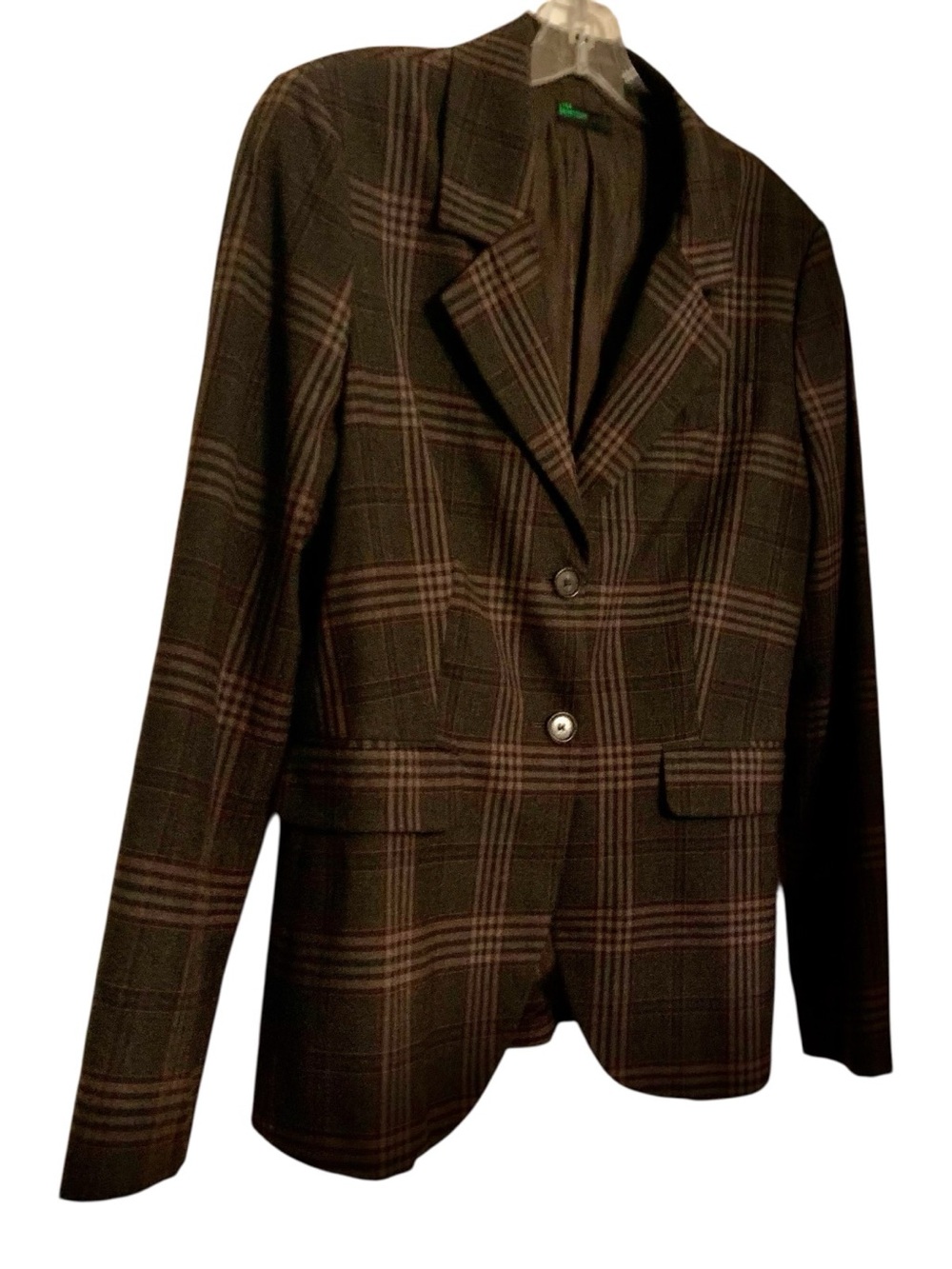 Stile Benetton Plaid Check Blazer Size 10 US | Italy Tailored Jacket Coat §